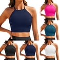 thumbnail image 2 of Womens Summer Tops Gsakboxl Women's High Neck Quick‑Dry Bikini Swim Top Sleeveless Sports Bra For Yoga Casual Daily Wear White L, 2 of 9