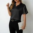 thumbnail image 2 of Plebaso Women's Silk Satin Tops Casual Button down Shirts Collared Short Sleeve Business Work Shirts Womens Clothes, 2 of 4