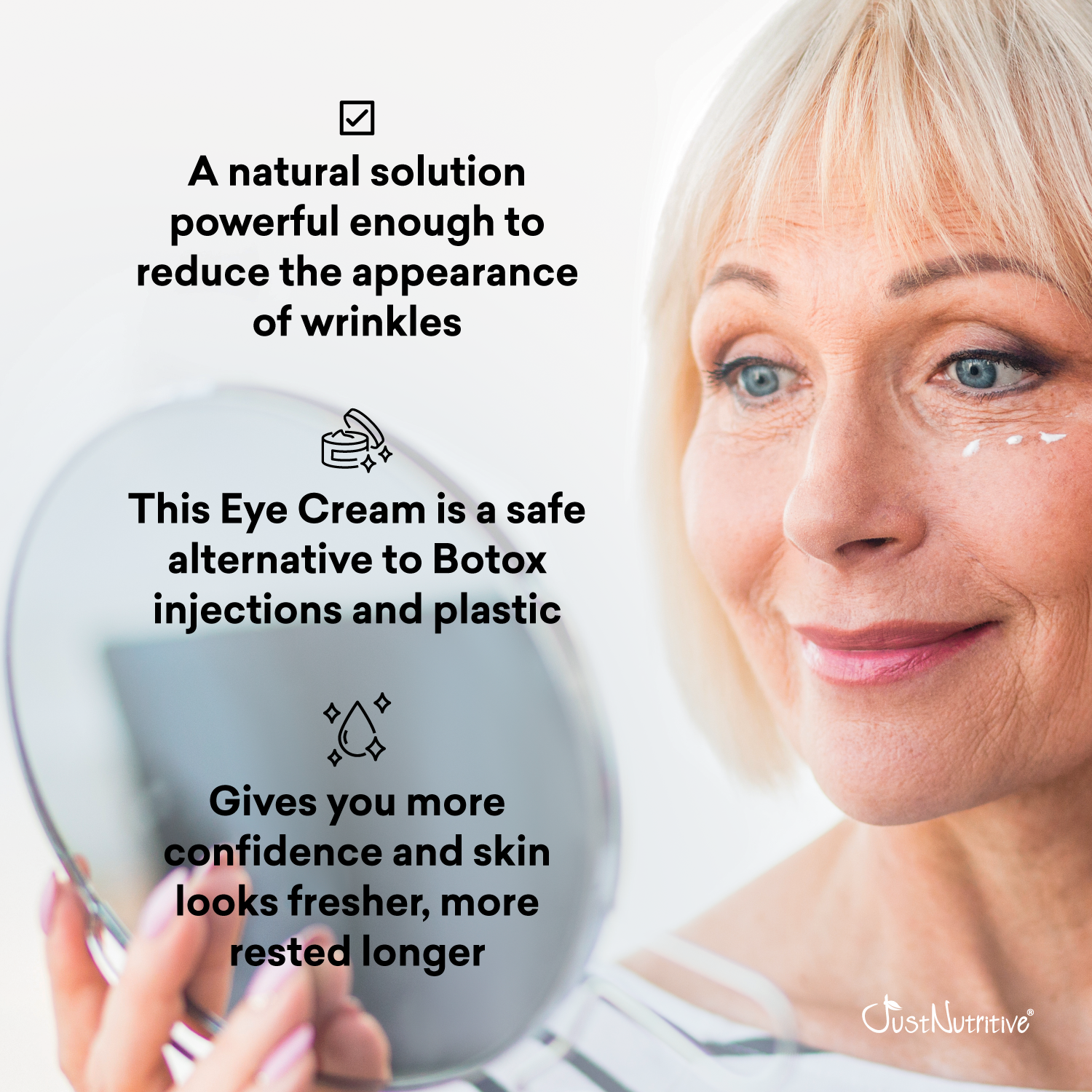 Just Nutritive Anti-Aging Eye Cream for Wrinkles, Puffy Eyes, Fine Lines, All Skin Types, 2oz
