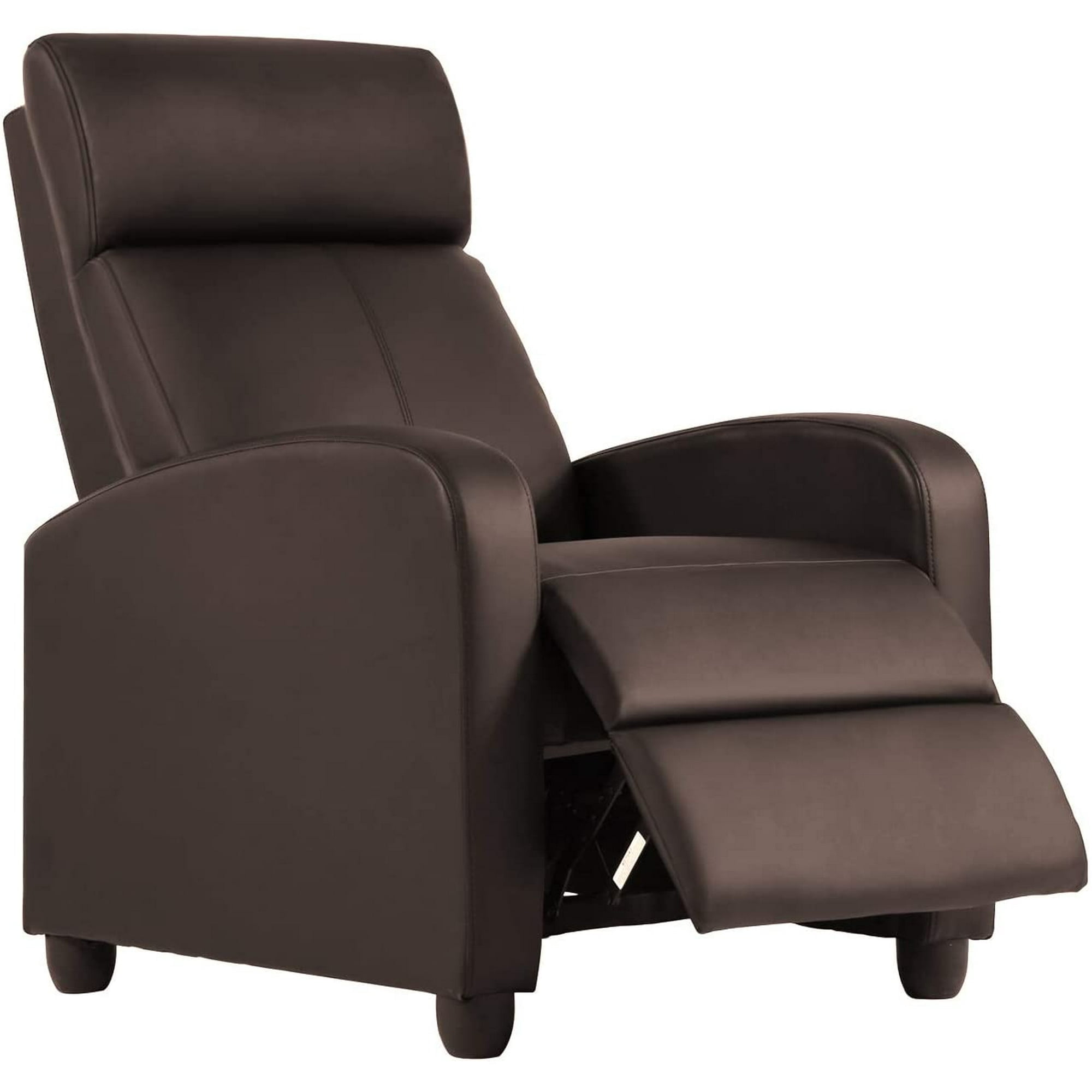 BestOffice Recliner Chair for Living Room Furniture Home Theater Seating Glider Chairs Modern Wingback Single Sofa PU Leather with Footrest (Brown)
