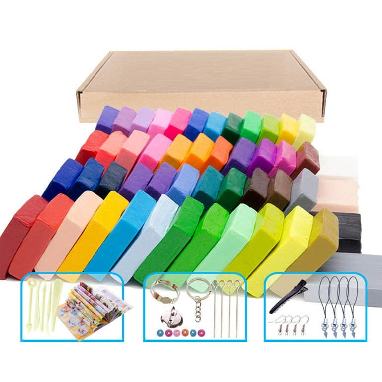 ✪ 50 Colors Polymer Clay, DIY Soft Molding Craft Oven Baking Clay Blocks  Birthday Gift for Kids Adult (50 Colors with Box)