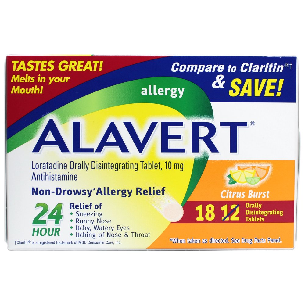 Alavert Quick Dissolving NonDrowsy Allergy Relief Tabs Citrus Burst 18 Count
