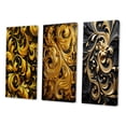 thumbnail image 3 of Designart "Golden Ornament Black Pattern III" Abstract Spirals Wall Art Set Of 3 - Transitional Gold Gallery Set For Office Decor, 3 of 6