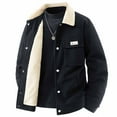 thumbnail image 2 of Mrmaere Men's Collared Jacket Corduroy Fabric Faux Lining Multi-Pocket Warm Stylish Outerwear for Daily & Casual Black L, 2 of 9