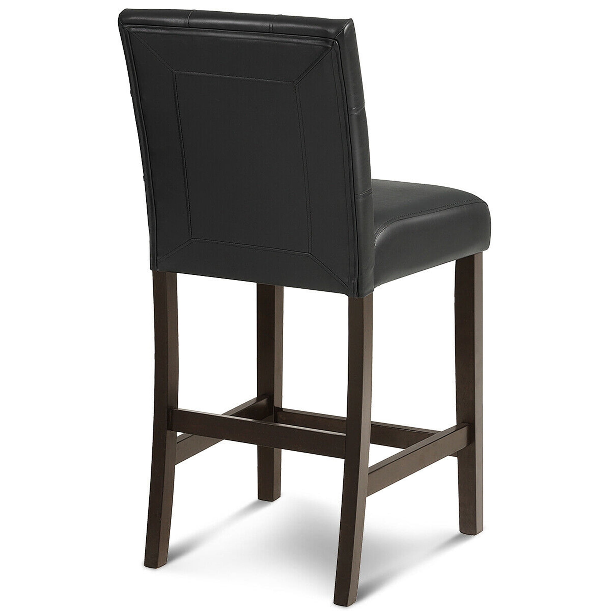 Gymax Set of 2 25inch Counter Height Barstool Pub Chair Bar Stools Rubber Wood Black