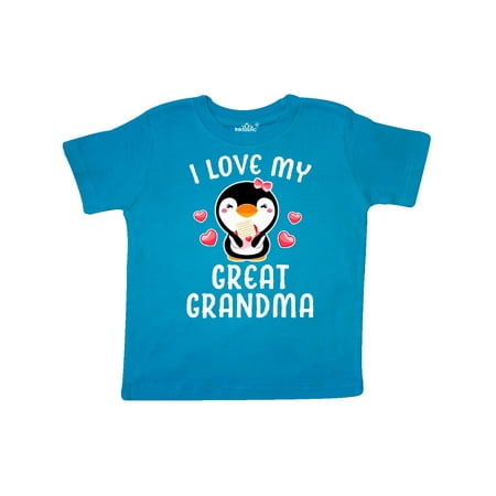 

Inktastic I Love My Great Grandma with Cute Penguin and Hearts Gift Toddler Toddler Girl T-Shirt