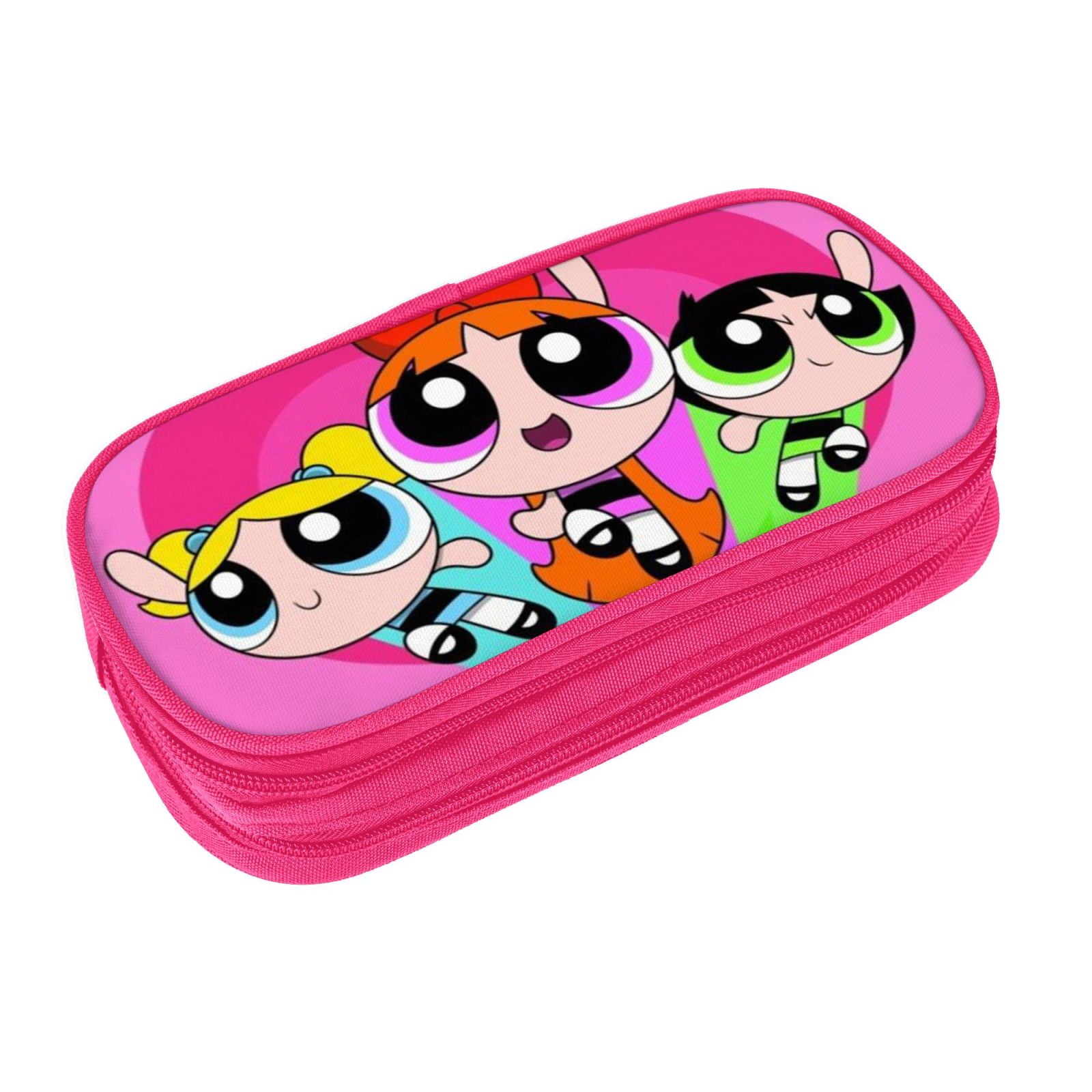 The Powerpuff Gi-rls Pencil Case Large Capacity Pencil Pouch Penbag Office Stationery Organizer Travel Makeup Bag Pink