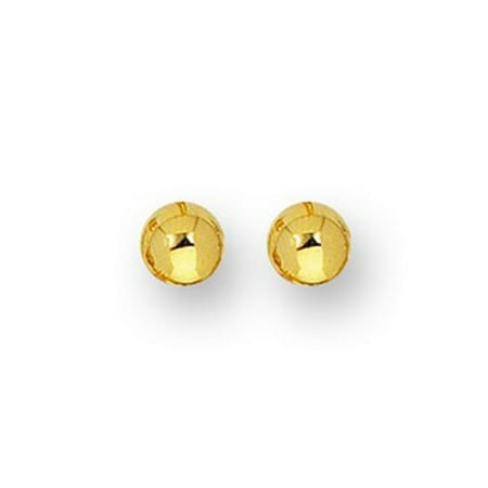 14 Karat Yellow Gold Polish Finished 3mm Ball Stud Earrings With Friction Backs