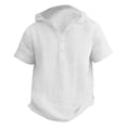 thumbnail image 4 of Boys Hoodie Linen Shirts Button Up Henley Short Sleeve Casual Shirts Youth Teens Summer Lightweight Beach Vacation T Shirts, 4 of 4