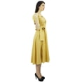 thumbnail image 6 of Bimba Women's Short Sleeve Linen Shift Dress With Belt Casual Dresses, 6 of 9
