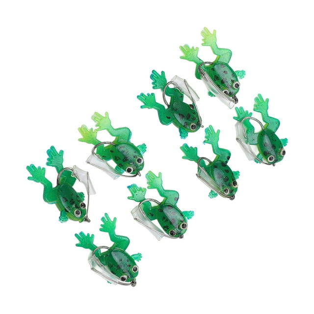 Cebo de rana de agua Jadeshay 8 piezas Señuelos blandos de pesca caucho acero inoxidable