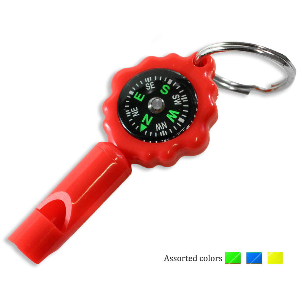 2PC 2 in 1 Whistle Compass Keychain for Outdoor Camping Hiking Useful Tools 