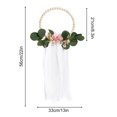 thumbnail image 2 of Wood Bead Garland Wreath Wooden Bead Floral Wreath Artificial Flower With Eucalyptus Leaves Garland For Front Door Wall Farmhouse Decor, 2 of 5