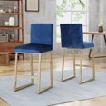 thumbnail image 1 of Tabouret de Comptoir en Velours Rembourré 2 Pcs Bleu Marine, 1 of 7