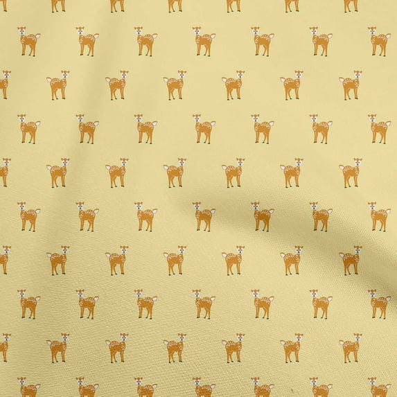 oneOone Cotton Cambric Yellow Fabric Animal Sewing Craft Projects Fabric Prints By Yard 56 Inch Wide