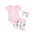 thumbnail image 1 of Honganda Baby Girl/Boy Loose Tops Round Neck Short Sleeve Rabbit Romper Shorts, 1 of 8