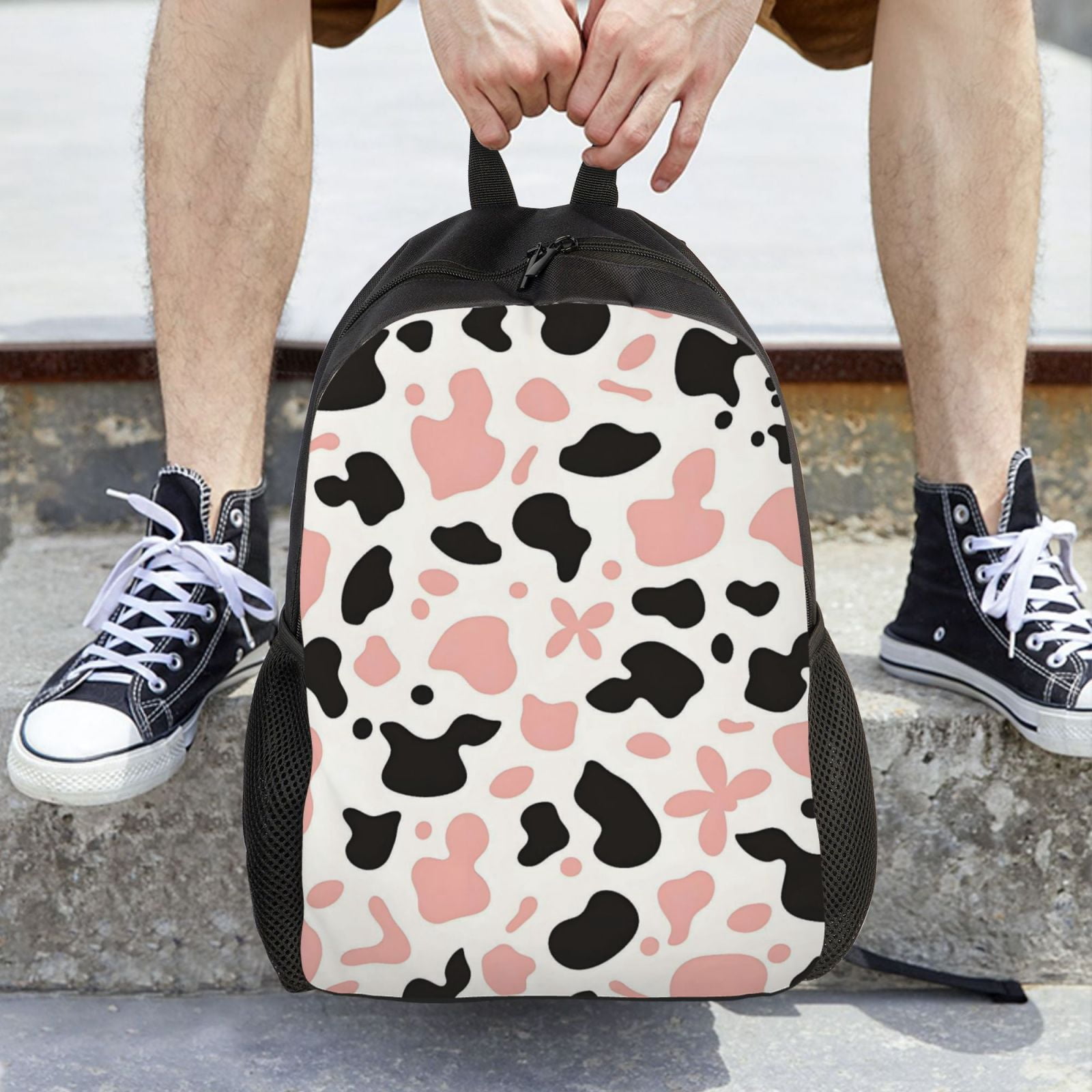 Single Side Full Backpack 16.1×11.8×4.5in Large Capacity Breathable Shoulder Belt Leisure Simple And Strong Bearing Capacity Simple Cow-Print Pattern_3