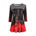 thumbnail image 2 of Gvmfive Christmas Women Round Neck 3/4 Sleeve Tunic Tops Loose Blouse, 2 of 5
