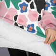 thumbnail image 3 of Oversized Wearable Blanket Hoodie,Pioneer Flower Floral Print Pattern Sherpa Blanket Hoodie with Super Pockets,Super Warm Fuzzy Pullover for Women & Men, 3 of 6