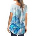 thumbnail image 4 of ZVAVZ Blouses for Women Fashion 2024 Dressy, Womens Tops Summer Floral Tunic Short Sleeve Henley Tshirt Hide Belly V Neck T Shirts Casual Blouses for Leggings, 4 of 7