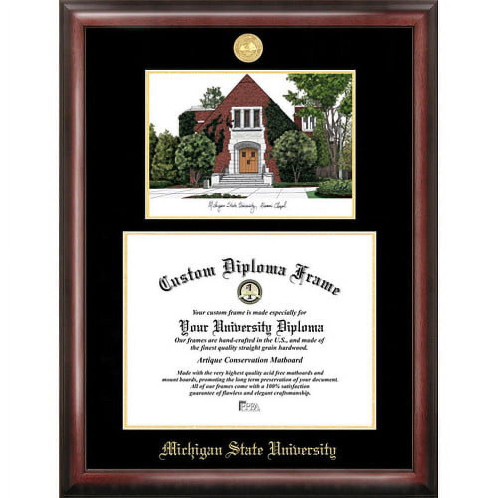 Southern Methodist University 8.5" x 11" Gold Embossed Diploma Frame with Campus Images Lithograph