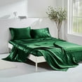 thumbnail image 6 of MR&HM Satin Bed Sheets, 3 Pcs Silky Bedding Set, Twin XL, Dark Green, 6 of 7