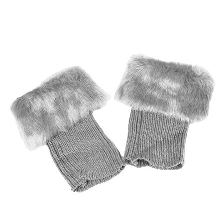 

Women Leg Warmers Crochet Knit Faux Fur Trim Flip Socks for Winter Short Boot Cover Easy Matching Cuffs Toppers Stockings