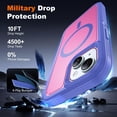 thumbnail image 4 of Magnetic for iPhone 15 Case with 2 Glass Screen Protectors, Compatible with Magsafe, Military-Grade Protection, Hard Protective Cover Shockproof Phone Case for iPhone 15, 6.1 inch, Blue Pink, 4 of 14