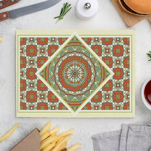Place Mats Set,Decorative Table Place Mats For For In Door Dinning,Heat Insulation Stain Resistant Table Mats(Boho Check)