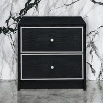 Gzxs Black Nightstand, Modern Storage Bedside Table with Silver Stripe Accents, for Bedroom Living Room Small Space
