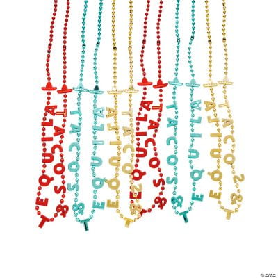 Fiesta Tacos & Tequila Beaded Necklaces, Cinco de Mayo, Jewelry, 48 Pieces