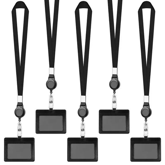 Retractable Breakaway Lanyard ID Badge Holder Adjustable Carabiner Thick Clear Plastic Badge Reel 4 Pack