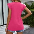 thumbnail image 3 of Women's Casual V Neck Babydoll Tank Top Sleeveless Ruffle Hem Peplum Shirt Hot Pink S, 3 of 6