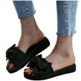 thumbnail image 5 of Aueoeo Sandals for Women Flat, Comfy Platforms Sandals Bow Knot Shoes Summer Beach Travel Fashion Slipper Flip Flops, 5 of 9