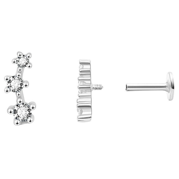 Graduated CZ Flat Back Earrings for Women Sterling Silver 18G 6mm Cartilage Helix Upper Lobe Body Piercing Ginger Lyne