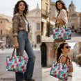 thumbnail image 4 of Eheartsgir Tote Handbag with with Zipper Lightweight, Vibrant Floral Print Large Capacity Top Handle Tote Bag for Shopping Daily Use, 4 of 6