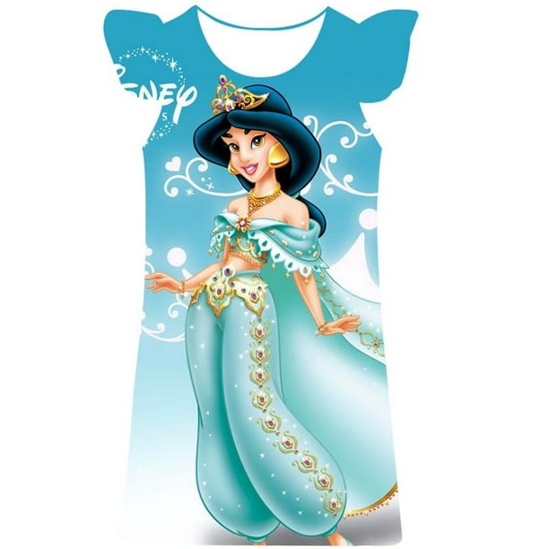 Vestido de jazmín de Disney a la moda, vestidos de dibujos animados para niños, vestido bonito de cumpleaños, disfraz de chico, vestido de princesa jazmín para niñas 2- 10T7T Gao Jinjia LED