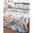 thumbnail image 2 of Quilts Twin Size, Jellyfish Coastal Soft Comforter Bedding Set for Bed, Summer Beach Coral Starfish Ocean Lightweight Quilted Bedspread with Pillow Cover(2 Pieces) for All Season, 68x86 Inch, 2 of 6