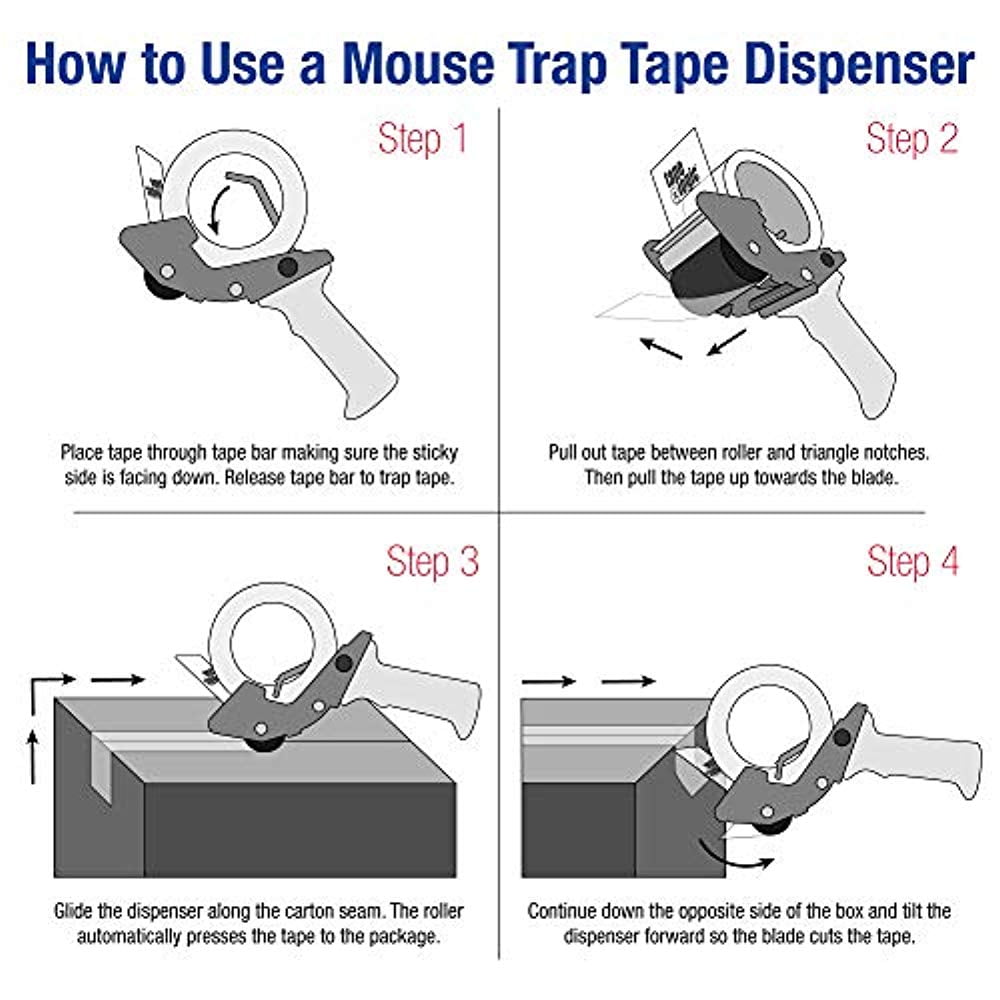 Tape Dispenser, Pistol, Steel/Plastic, Red/Black TDEC3