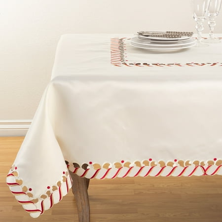 

Fennco Styles Candy Cane Border Trim Design Christmas Tablecloth (72 x72 Tablecloth)