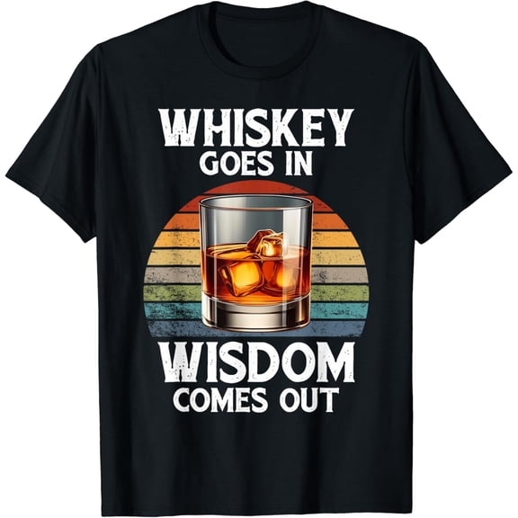 Funny Whiskey Goes In Wisdom Comes Out Vintage Distressed T-Shirt