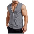 thumbnail image 2 of Afdoent Mens Casual Tank Tops Mens Workout Hooded Tank Tops Pack Zip Up Sleeveless Gym Shirts Muscle Cut Off T Shirt Bodybuilding Hoodies Classic, 2 of 6