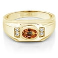 thumbnail image 2 of Gem Stone King Men's 18K Yellow Gold Plated Silver Ecstasy Mystic Topaz and White Moissanite Ring (1.65 Cttw, Gemstone Birthstone, Oval 8X6MM,, Size 13), 2 of 3