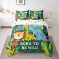 thumbnail image 2 of Homewish Kawaii Lion Elephant Giraffe 7-Piece Twin Bedding Set - Jungle Botanical, 2 of 8
