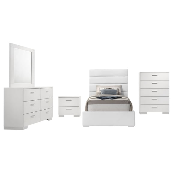 Felicity 5-piece Twin Bedroom Set White High Gloss