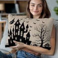 thumbnail image 3 of Throw Pillow Covers 12x20 Inch Set of 2 Castle Halloween Decorative Pillow Covers Black Dead Tree Witch Cushion Cover Pillowcase for Sofa Couch Bed Home Decor, 3 of 9