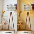 thumbnail image 4 of Wood Tripod Floor Lamp, Mid Century Wood Standing Lamp with 3 Color Temperature Dimmable Standing for Living Room, Bedroom, Office Neutral Flaxen Lamp Shade, 4 of 5