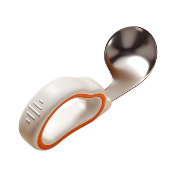 Stainless Steel Self Feeding Utensils Ergonomic Handle Fork and Spoon Set for Independent Toddlers Kitchen Dining Training