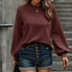 thumbnail image 1 of Gibobby Blusas Termicas Dama Las mujeres de manga larga de encaje elegante ahueca hacia fuera la camisa del suéter de corte holgado Tops ropa casual（Rojo， L), 1 of 5