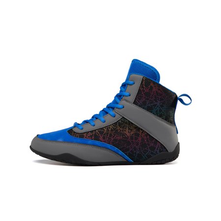 

Lacyhop Mens School Breathable Fighting Sneakers Anti Slip High Top Boots Lightweight Lace Up Trainers Blue 10
